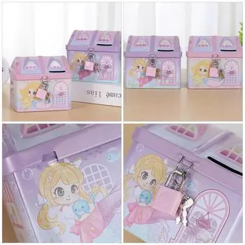 Копилка-единорог, металлическая с замком, игрушки, банка для экономии денег, держатель для монет, жесть для малышей, девочек, копилка, декор фиолетовый