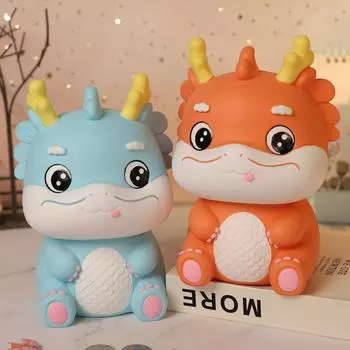 Копилка «Год Лунга», с пластиковым покрытием, небьющаяся, многоразовая, мультяшная копилка, настольное украшение, кукольный подарок Piggy Bank