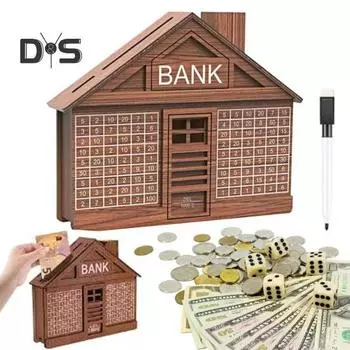 Копилка из дерева для дома со счетчиком, большая емкость, копилка, контейнер для монет, денег, для детей и взрослых, кейс для экономии денег, рождественский подарок US Plug A