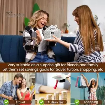 Копилка из дерева для дома со счетчиком, большая емкость, копилка, контейнер для монет, денег, для детей и взрослых, кейс для экономии денег, рождественский подарок EU B