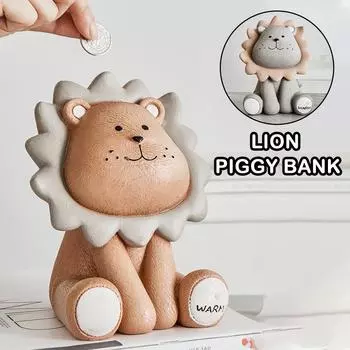 Копилка-копилка в виде льва, мультяшный сейф, сбережение денег, детские игрушки, подарок, милый кейс для монет, креативный домашний декор, украшения