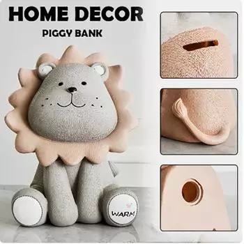 Копилка-копилка в виде льва, серая, коричневая, сидящая, копилка, милая, для детей, подарок на день рождения, копилка для денег, домашний декор