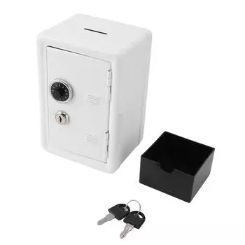 Копилка креативная симпатичная металлическая вертикальная с замком-ключом, копилка для денег для домашнего использования, белая