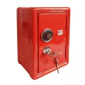 Копилка Многофункциональная износостойкая металлическая мини-сейф-копилка для дома красный