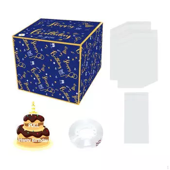 Копилка на день рождения для подарков с выдвижной картой Blue