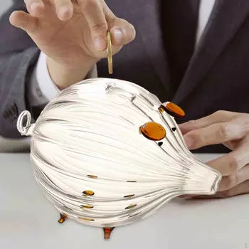 Копилка Прозрачная Стеклянная Свинья 18x12см Дизайн в Полосы Прозрачный Милый Детский Сберегательный Горшок