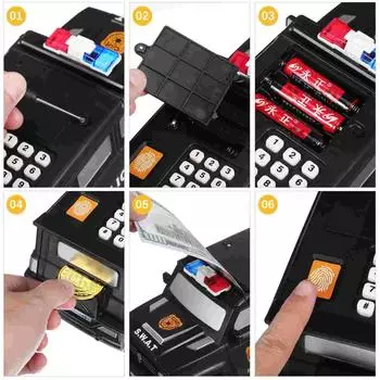 Копилка с отпечатками пальцев Полицейская машина для детей Купюры Банкомат Запертые игровые автоматы Денежный контейнер Сохранение наличных Блокировка