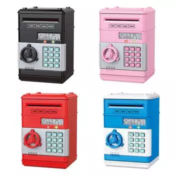 Копилка Сейф Копилка Банк Электронный Пароль Замок Банкомат Наличные Монета Дети Подарок чёрный