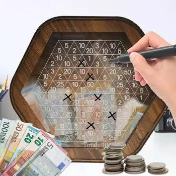 Копилка, шестиугольная деревянная копилка с цифровыми весами для детей, взрослых, достижения целей сбережений с целью сбережений детей коричневый