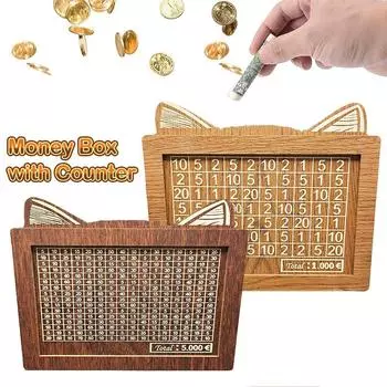 Копилка со счетчиком «кошачьи ушки» Копилка стираемая Экономия Евро Деньги Вызов Дети Взрослые Копилка Органайзер для бюджета наличными