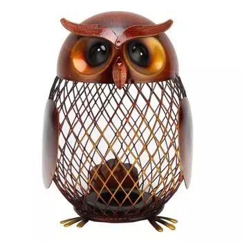 Копилка в форме совы, металлическая монетница в форме совы, ручная работа, украшение для сдачи, гостиная, выкл.