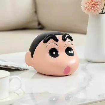 Копилка в виде головы Шин-Чана из мелка, симпатичная мультяшная пластиковая банка для сбережений, симпатичное мультяшное украшение 14*14*11cm