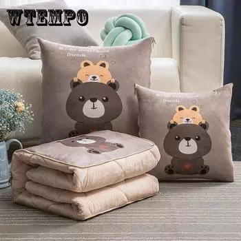 Коралловая бархатная подушка двойного назначения, переменное одеяло, зимняя домашняя подушка для дивана, инструмент для обогрева автомобиля 40cm * 40cm