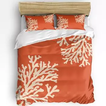 Кораллово-оранжевый комплект постельного белья из 3 предметов для двуспальной кровати, домашний текстиль, пододеяльник, стеганое одеяло, наволочка EU single(135x200cm)