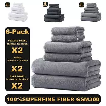 Коралловое бархатное полотенце, банное полотенце, квадратное полотенце, набор из шести предметов, впитывающее и мягкое, теплое и удобное, для дома, предметы первой необходимости, искусно сотканные полотенца 1 SET