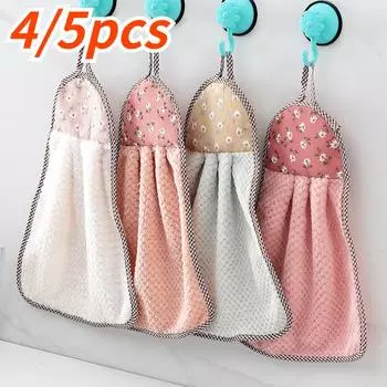 Коралловое бархатное полотенце для рук, подвесное впитывающее полотенце, утолщенное кухонное подвесное полотенце, тряпка для чистки, полотенце для посуды, бытовые салфетки разноцветный