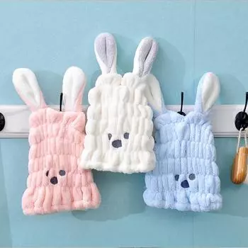 Коралловое флисовое полотенце для сухого волос, мягкое, впитывающее, быстросохнущее полотенце для взрослых и детей, шапочка для сухих волос с рисунком, аксессуары для ванной комнаты белый