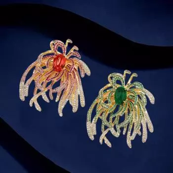 Коралловый цветок брошь женская эксклюзивная элегантная роскошная хрустальная брошь осенне-зимний костюм пальто булавка аксессуары Electroplated real gold красный