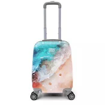 Коралловый мини-чемодан для ручной клади с ярким рисунком (40см) 16764