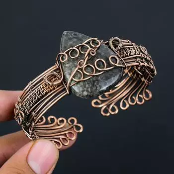 Коралловый скат из чистой медной проволоки, обернутый ювелирными изделиями ручной работы, браслет, браслет, регулируемый для подарка Adjustable серый