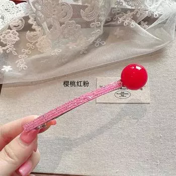 Korea Spring and Summer Colored Sugar Jelly Ball Spring Clip Long One-word Clip Back Head Clip Headdress
