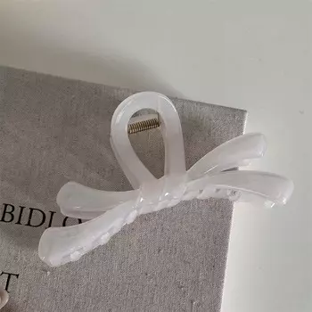 Korean Candy Color Cross Bow Hair Claw For Women Girls Sweet Acrylic Large Shark Clip Ponytail Headdress Hair Accessories