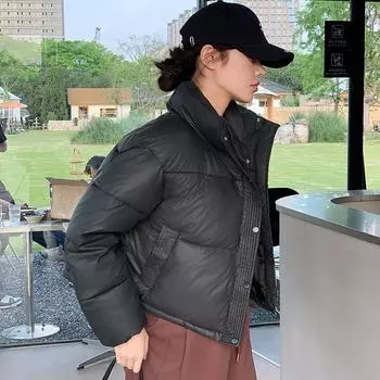 Korean dress fashionable student warm and light winter new small stand-up collar short down cotton clothes women s tide S белый