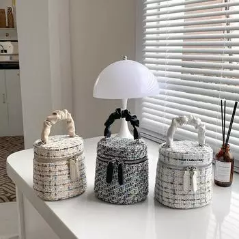 Korean Edition New Popular Chain Crossbody Bag Women Versatile Fresh Splicing PU Handheld Bag Retro Sweet Single Shoulder Bag Mini(Max Length<20cm)