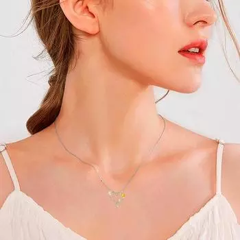 Корейская мода ожерелье с подвеской в форме сердца и бантом, серебряная цепочка, женская свадебная цепочка, ювелирные изделия для вечеринок