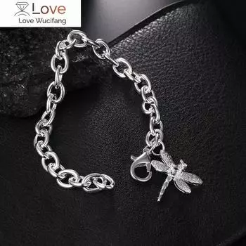 Корейская мода красивая подвеска в виде стрекозы из циркония 925 пробы серебряный браслет для женщин свадебные украшения праздничные подарки