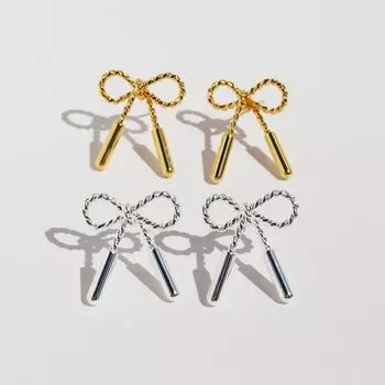 Korean Fashionable Twist Bow Stud Earrings Versatile Exquisite Small Earrings 925 Silver Needle Earrings 629 золотой