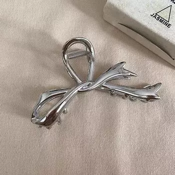 Korean Geometric Metal Gold Silver Black Gaint Bow knot Hair Claw Clip for Women Thick Thin Head Accessories classic Crab Clamp