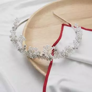 Korean girl bride wedding hair crown fabric flower alloy diamond butterfly headband headband headgear hair accessories серебряный