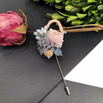 Korean handmade flower crystal brooch, fashionable femininity versatile fringed corsage coat pin accessories