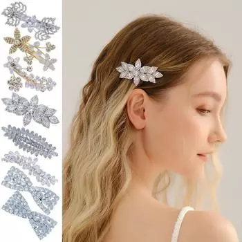 Korean jewelry celebrity inlaid zirconium hairpin women s high-end versatile hair accessories top clip rhinestone zircon spring clip