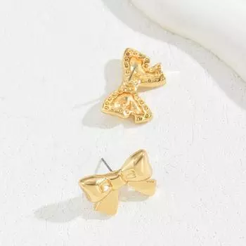 Korean light luxury bow stud earrings original design gold niche design earrings versatile Internet celebrity style earrings earrings 18K