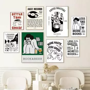 Корейский прекрасный плакат с изображением динозавра и мыши, черно-белый мультяшный холст, картина, скандинавская настенная картина для комнаты, декор для домашнего интерьера 21cm30cm NoFrame