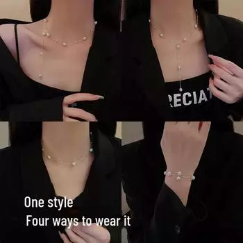 Korean Luxury Pearl Necklace for Women: Versatile High-End Clavicle Design Inspired by Internet Celebrities X879 золотой