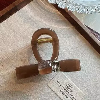 Korean New Arrival Delicate Crystal Bow Hair Claw - Versatile and Girlish Shark Clip