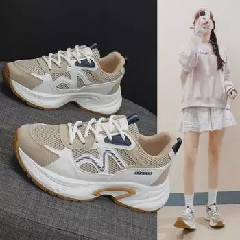 Korean New Dad Shoes for Women - Spring 2025: Casual, Thick-Soled, Heightening Student Running Sneakers 6355 40 чёрный
