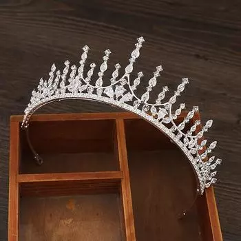 Корейская новая циркониевая свадебная корона королева день рождения платье высокая прическа повязка на голову кристалл стразы принцесса корона