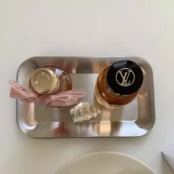 Korean Nordic Stainless Steel Barbecue Plate Square Iron Cake Tea Household Restaurant Tableware Dinner