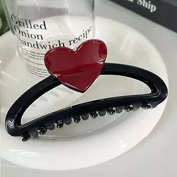 Korean Red Heart Hair Claw Clips Hair Claw Clips Elegant Plastic Large Shark Claw Hairpins Headwear Hair Accessories