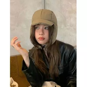Корейские ретро-модные защитные шапки для летчиков для мужчин и женщин, для осени и зимы, для катания на лыжах, теплые универсальные шапки-бомберы 56-58cm бежевый