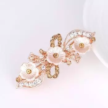Korean Rhinestone Bow Hairpin Headdress Crystal Flower Joker Clip Spring Clip Hairpin