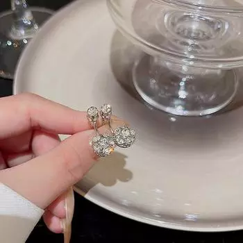 Korean S925 Silver Diamond Circle Earrings for Women – High-End Back Hanging Design E5968 серебряный