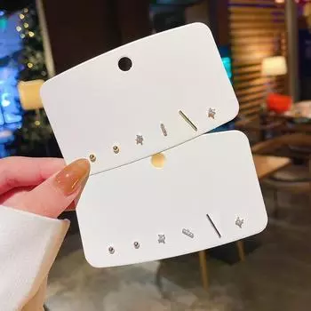 Korean S925 Silver Zircon Stud Earrings Set – Chic, Minimalist Design E2635 серебряный