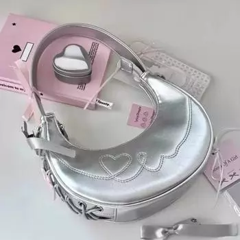 Корейский Серебряный Плечо Роскошный Полумесяц Маленький Кошелек Сумка Женская Сумка Подмышки Сумки Кошельки Сумки Женские