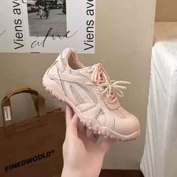 Korean small ballet sports casual shoes women s spring new color matching non-slip retro silver 35