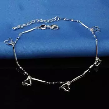 Korean Style 7 Natural Small Goods Cute Wild Anklet Silver +5 heart anklets